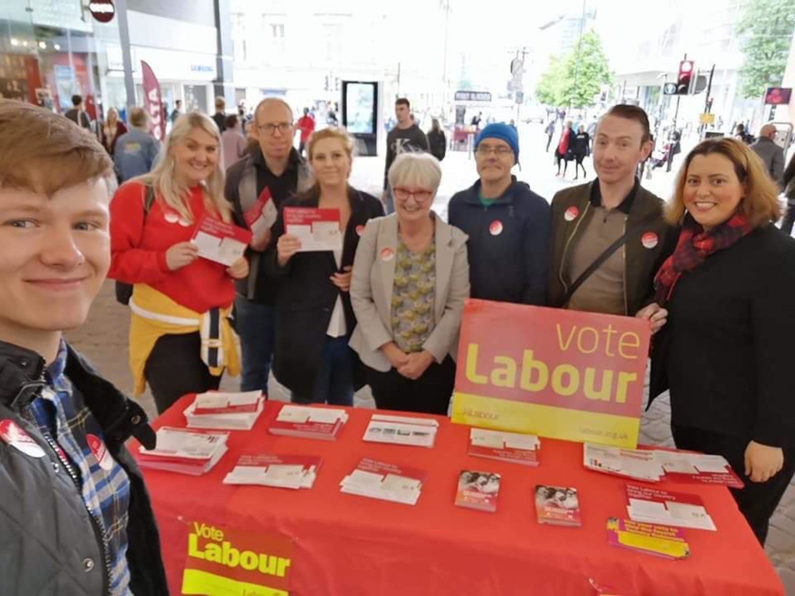 Manchester Central CLP members campaigning on Market St